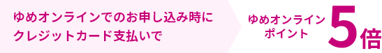 ゆめオンラインでのお申し込み時にクレジットカード支払いでゆめオンラインポイント5倍